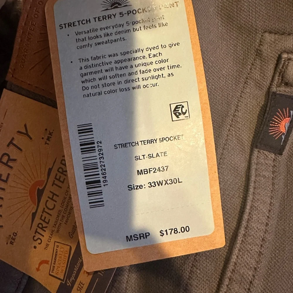 Faherty Stretch Terry Navy 33W 30L - Picture 5 of 5